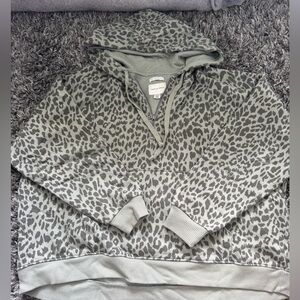 American Eagle Outfitters Light Green Leopard Print Sweater